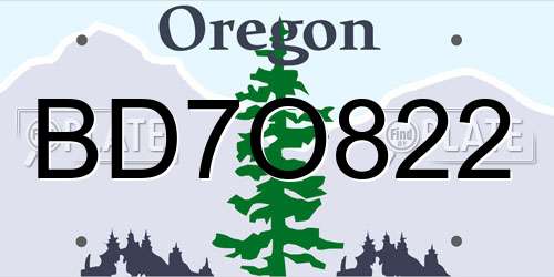 BD7O822 Oregon License Plate