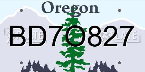 BD7O827 Oregon License Plate