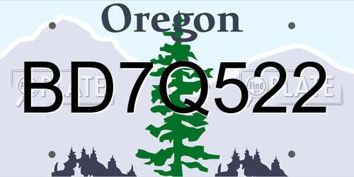 BD7Q522 Oregon License Plate
