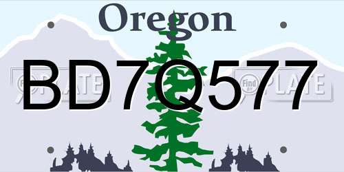 BD7Q577 Oregon License Plate