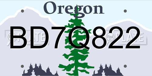 BD7Q822 Oregon License Plate