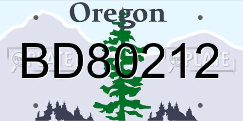 BD80212 Oregon License Plate