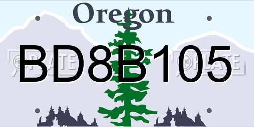 BD8B105 Oregon License Plate