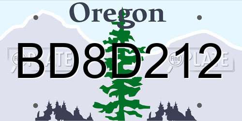 BD8D212 Oregon License Plate