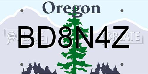 BD8N4Z Oregon License Plate