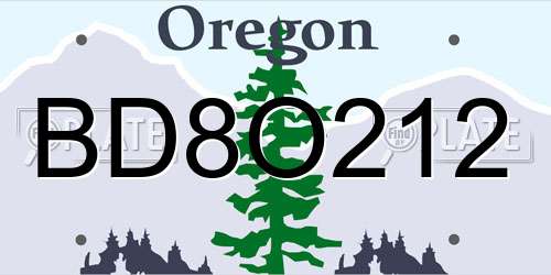 BD8O212 Oregon License Plate