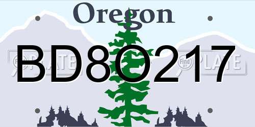 BD8O217 Oregon License Plate
