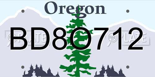 BD8O712 Oregon License Plate