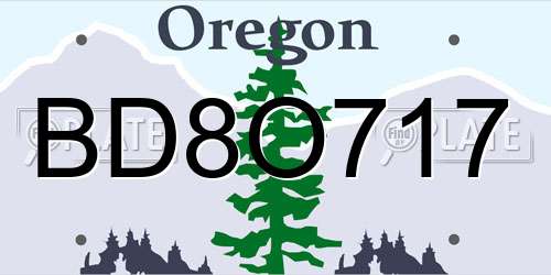 BD8O717 Oregon License Plate