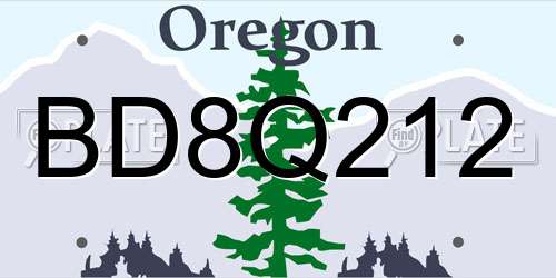 BD8Q212 Oregon License Plate