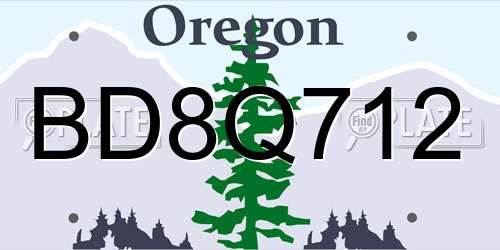 BD8Q712 Oregon License Plate