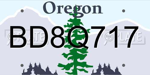 BD8Q717 Oregon License Plate