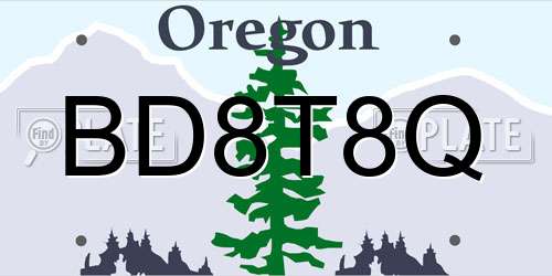 BD8T8Q Oregon License Plate
