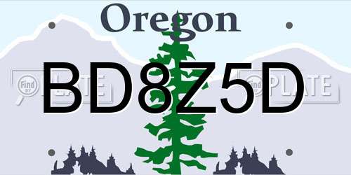 BD8Z5D Oregon License Plate
