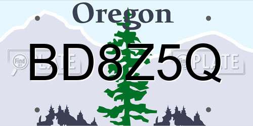 BD8Z5Q Oregon License Plate