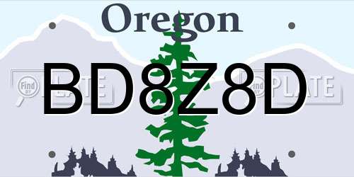 BD8Z8D Oregon License Plate