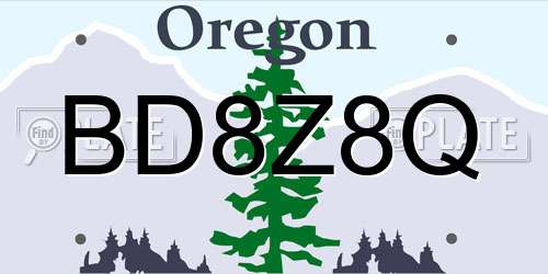 BD8Z8Q Oregon License Plate