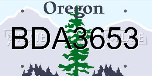 BDA3653 Oregon License Plate