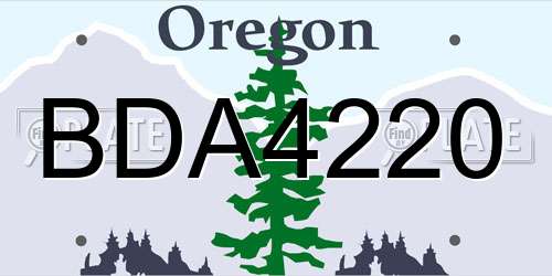 BDA4220 Oregon License Plate