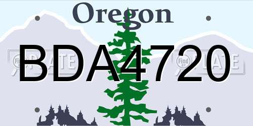 BDA4720 Oregon License Plate