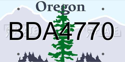 BDA4770 Oregon License Plate
