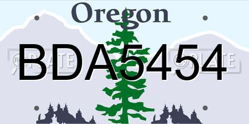 BDA5454 Oregon License Plate