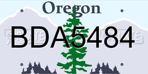 BDA5484 Oregon License Plate