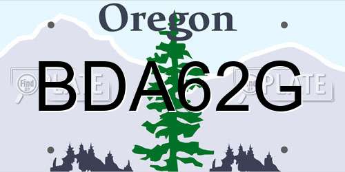 BDA62G Oregon License Plate