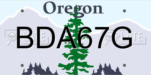 BDA67G Oregon License Plate
