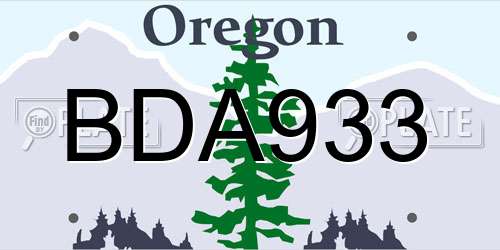 BDA933 Oregon License Plate