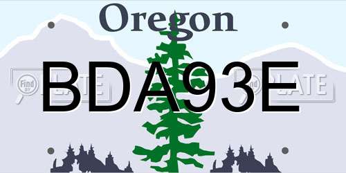 BDA93E Oregon License Plate