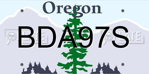 BDA97S Oregon License Plate