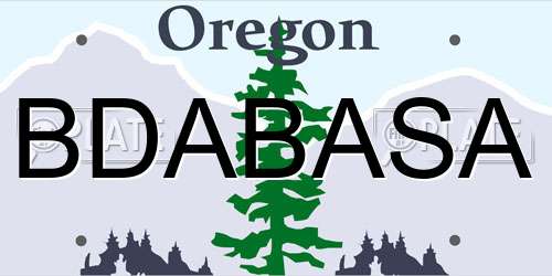 BDABASA Oregon License Plate