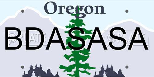BDASASA Oregon License Plate