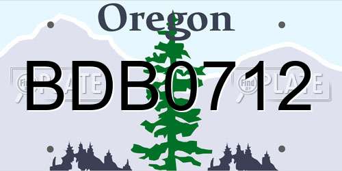 BDB0712 Oregon License Plate
