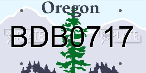 BDB0717 Oregon License Plate