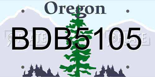 BDB5105 Oregon License Plate