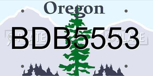 BDB5553 Oregon License Plate