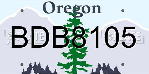 BDB8105 Oregon License Plate