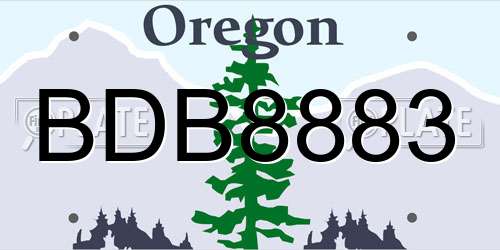BDB8883 Oregon License Plate