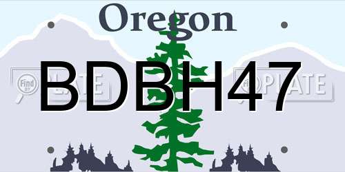 BDBH47 Oregon License Plate