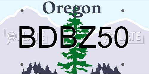 BDBZ50 Oregon License Plate