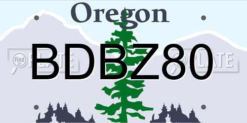 BDBZ80 Oregon License Plate