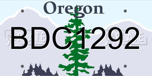 BDC1292 Oregon License Plate