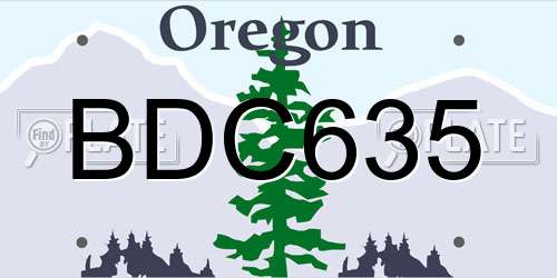 BDC635 Oregon License Plate