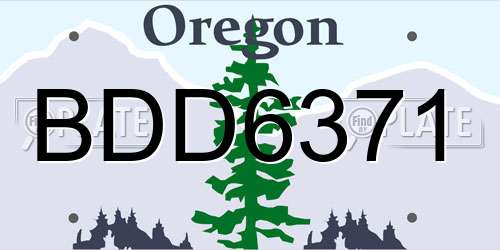 BDD6371 Oregon License Plate