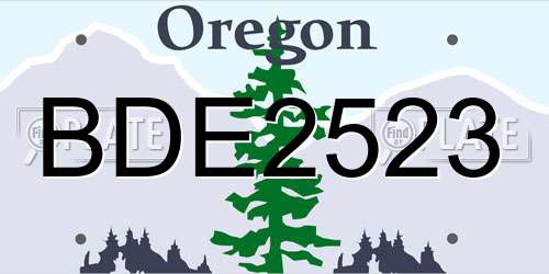 BDE2523 Oregon License Plate