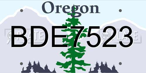 BDE7523 Oregon License Plate