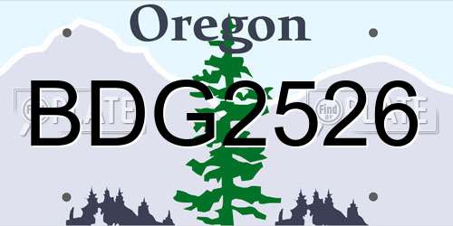 BDG2526 Oregon License Plate