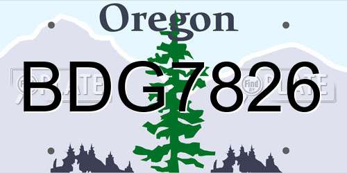 BDG7826 Oregon License Plate